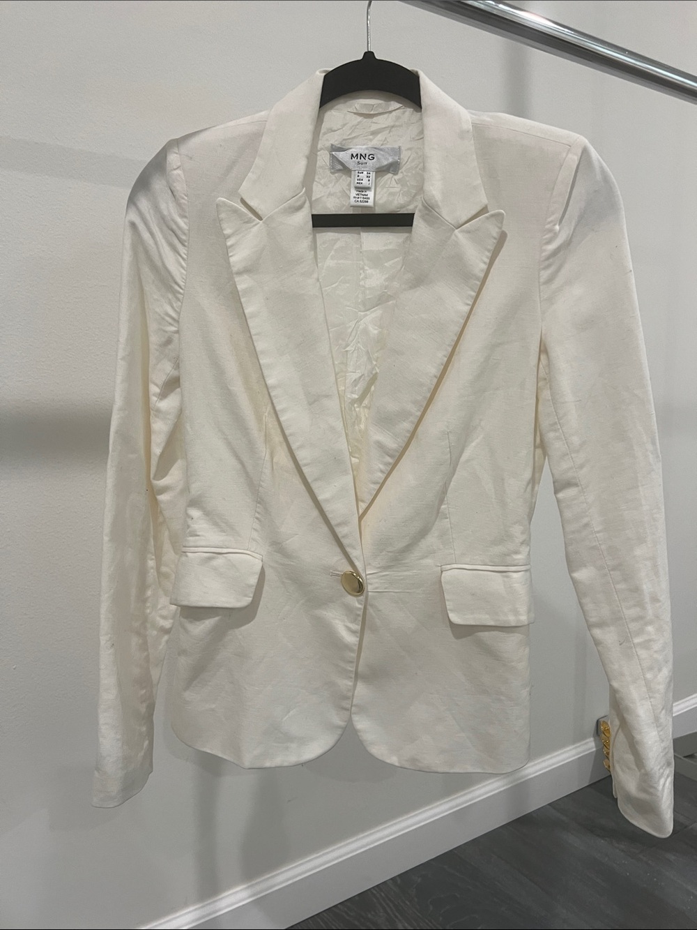 Mango Cream Single-Button Tailored Blazer